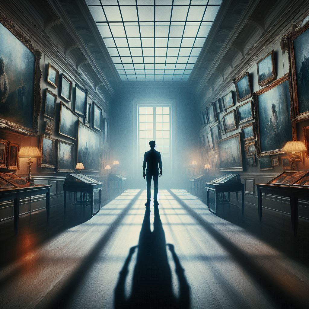 homme dans un musée